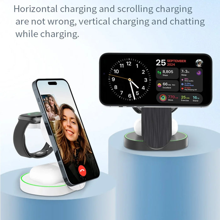 L9 15W Magnetic Wireless Charger Folding Charging Station for Apple Devices - Black - 7
