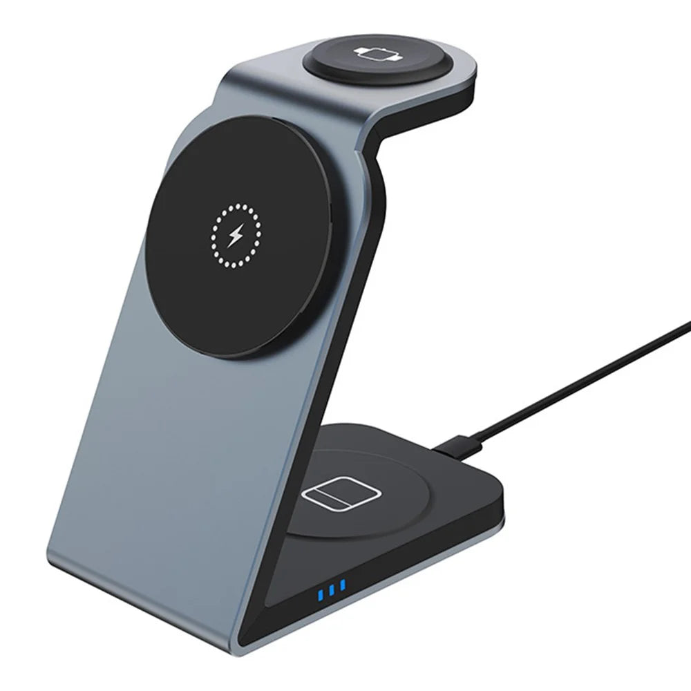 SW18 Magnetic 3-in-1 Metal Wireless Charger Desktop Charging Stand for Phone Earphone Smartwatch - 2