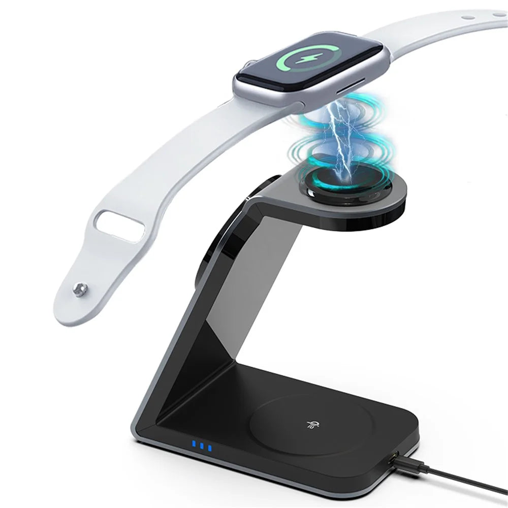 SW18 Magnetic 3-in-1 Metal Wireless Charger Desktop Charging Stand for Phone Earphone Smartwatch - 7