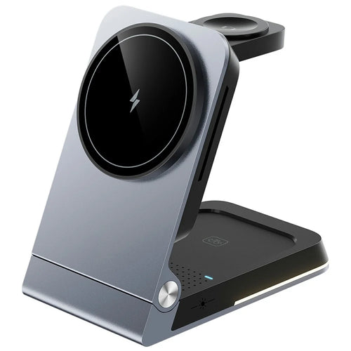 HT-556 Multifunctional Foldable 15W Wireless Phone Charger for Earbuds, Apple Watch Series - Black - 1