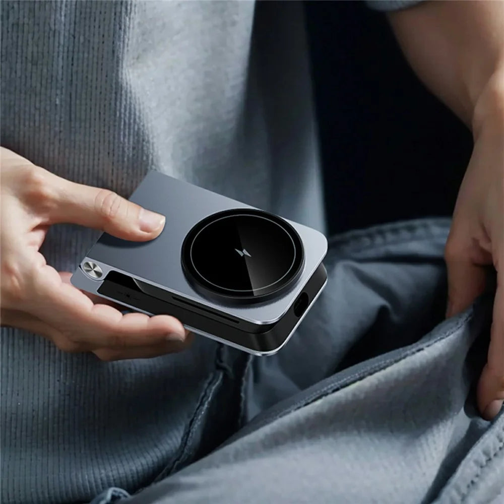 HT-556 Multifunctional Foldable 15W Wireless Phone Charger for Earbuds, Apple Watch Series - Black - 6