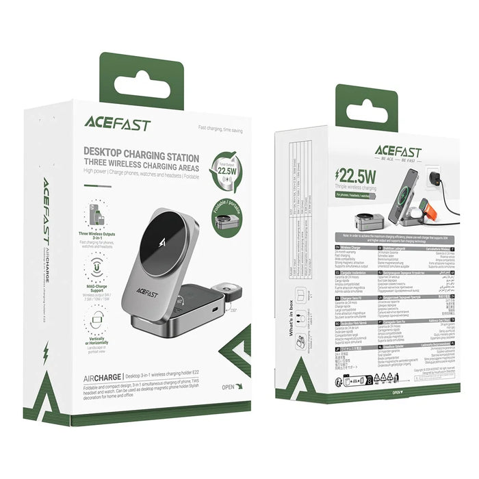 ACEFAST E22 3 in 1 Desktop Wireless Charger Foldable Charging Stand - 7