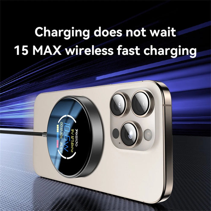 YESIDO DS28 Magnetic Wireless Charger Digital Display Fast Charging Pad with 1.2m Type C Cable - 3
