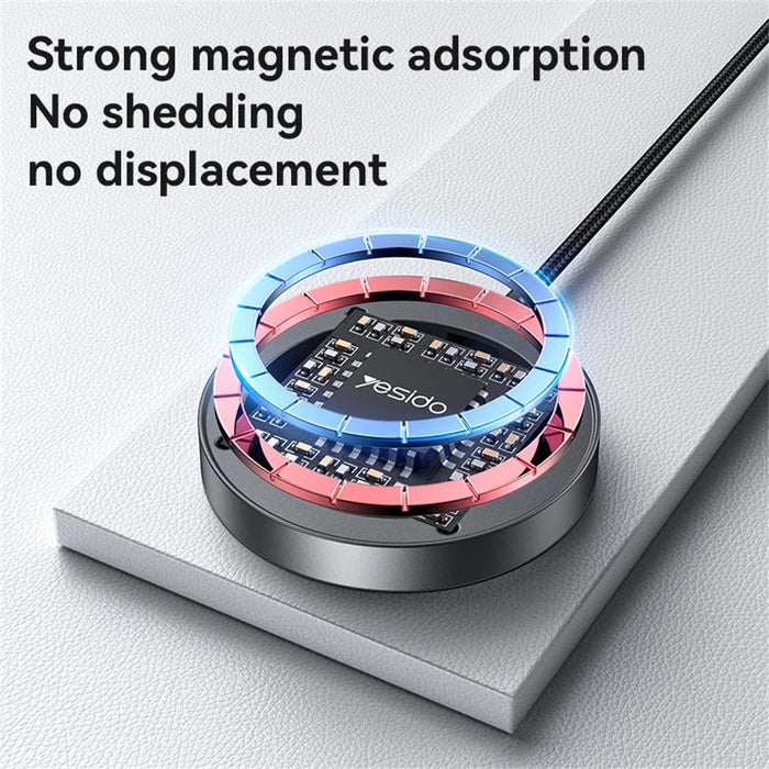YESIDO DS28 Magnetic Wireless Charger Digital Display Fast Charging Pad with 1.2m Type C Cable - 4
