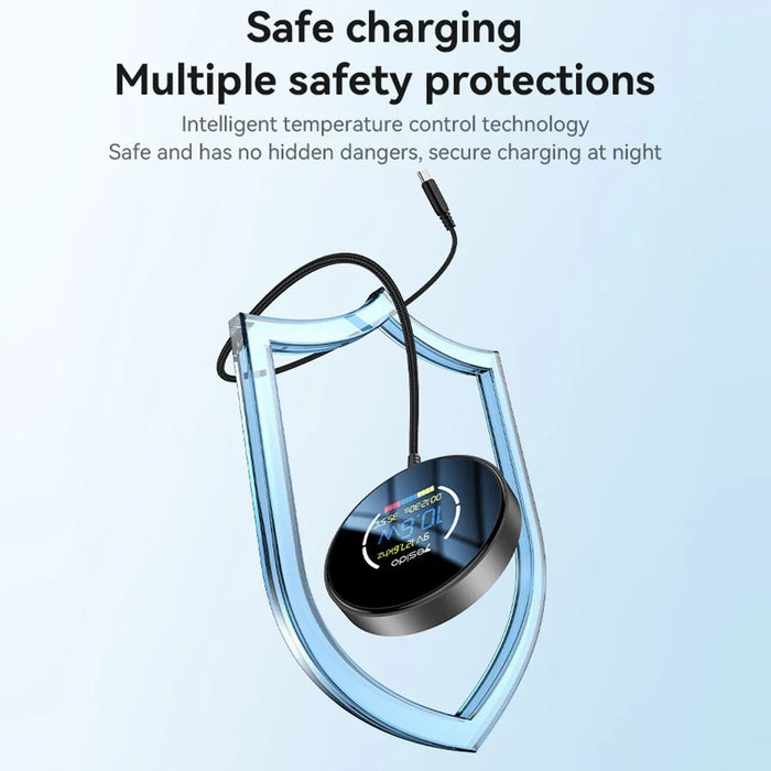 YESIDO DS28 Magnetic Wireless Charger Digital Display Fast Charging Pad with 1.2m Type C Cable - 7