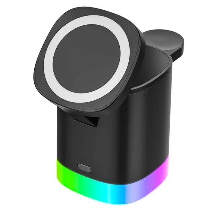 T15 3 in 1 Foldable Wireless Charger Magnetic Charging Station for iPhone  /  AirPods  /  Apple Watch - Black - 2