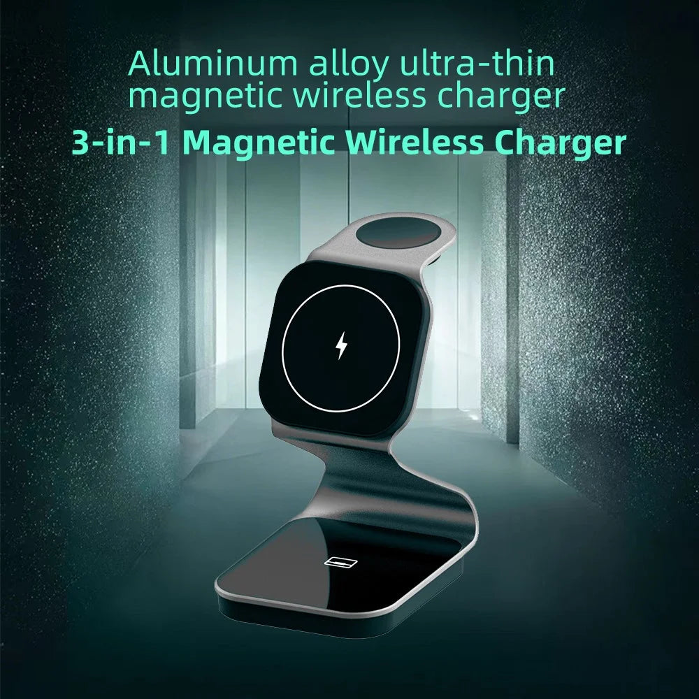 H302 3 in 1 Magnetic Wireless Charger 15W Fast Charging Stand for Phone Earbuds Watch - 3