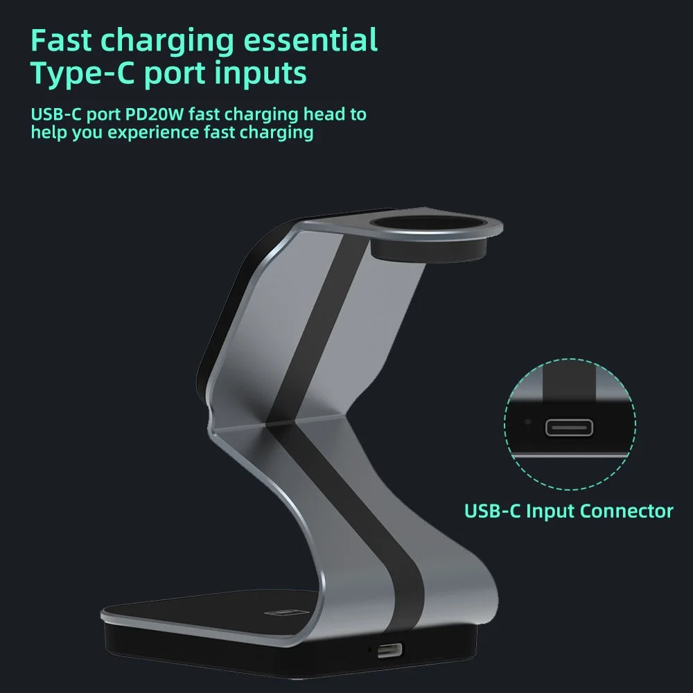 H302 3 in 1 Magnetic Wireless Charger 15W Fast Charging Stand for Phone Earbuds Watch - 7