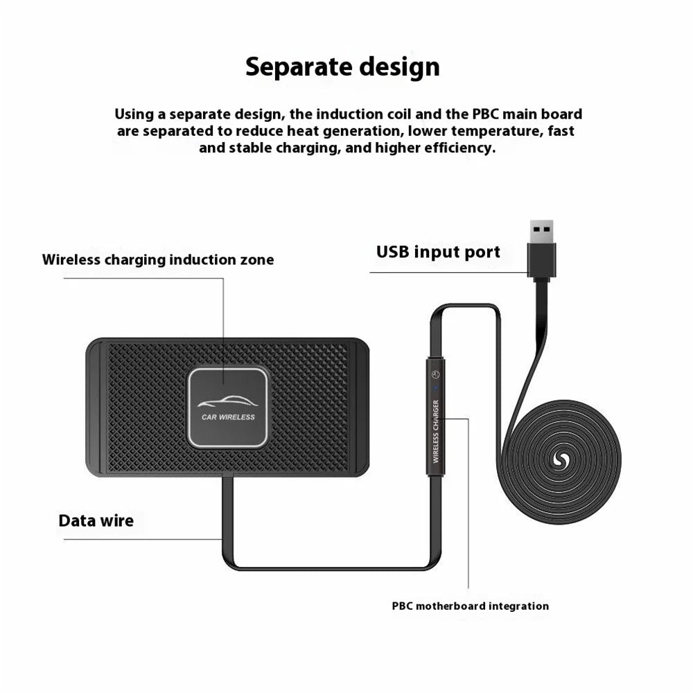 C1 Wireless Car Charger Dashboard Non Slip 15W Fast Charging Pad - 5