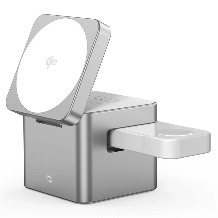 M35 Qi2 3 in 1 Wireless Charging Station Magnetic Aluminum Alloy Charger for Iphone / Apple Watch / Airpods - Silver - 1