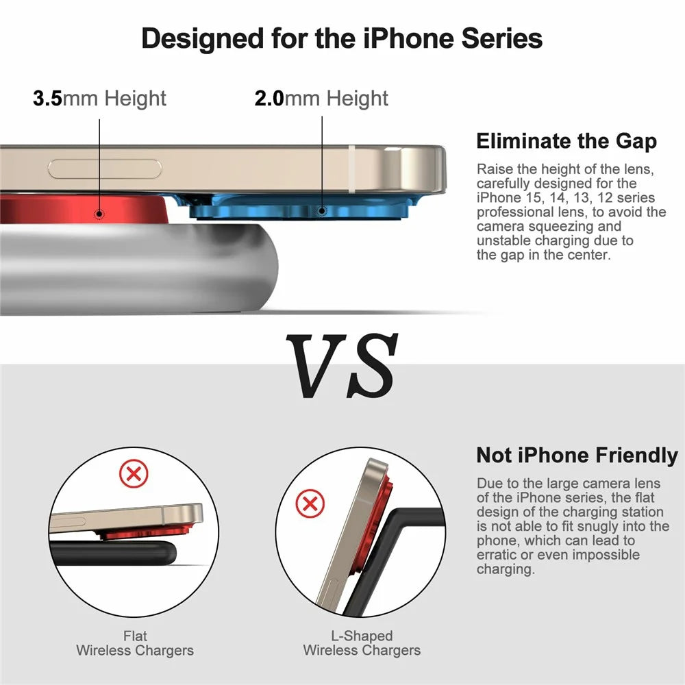 D301 Foldable Magnetic 3 in 1 Wireless Charger Phone Watch Earphone 15W Charging Stand with 18W Charger - White / US Plug - 5