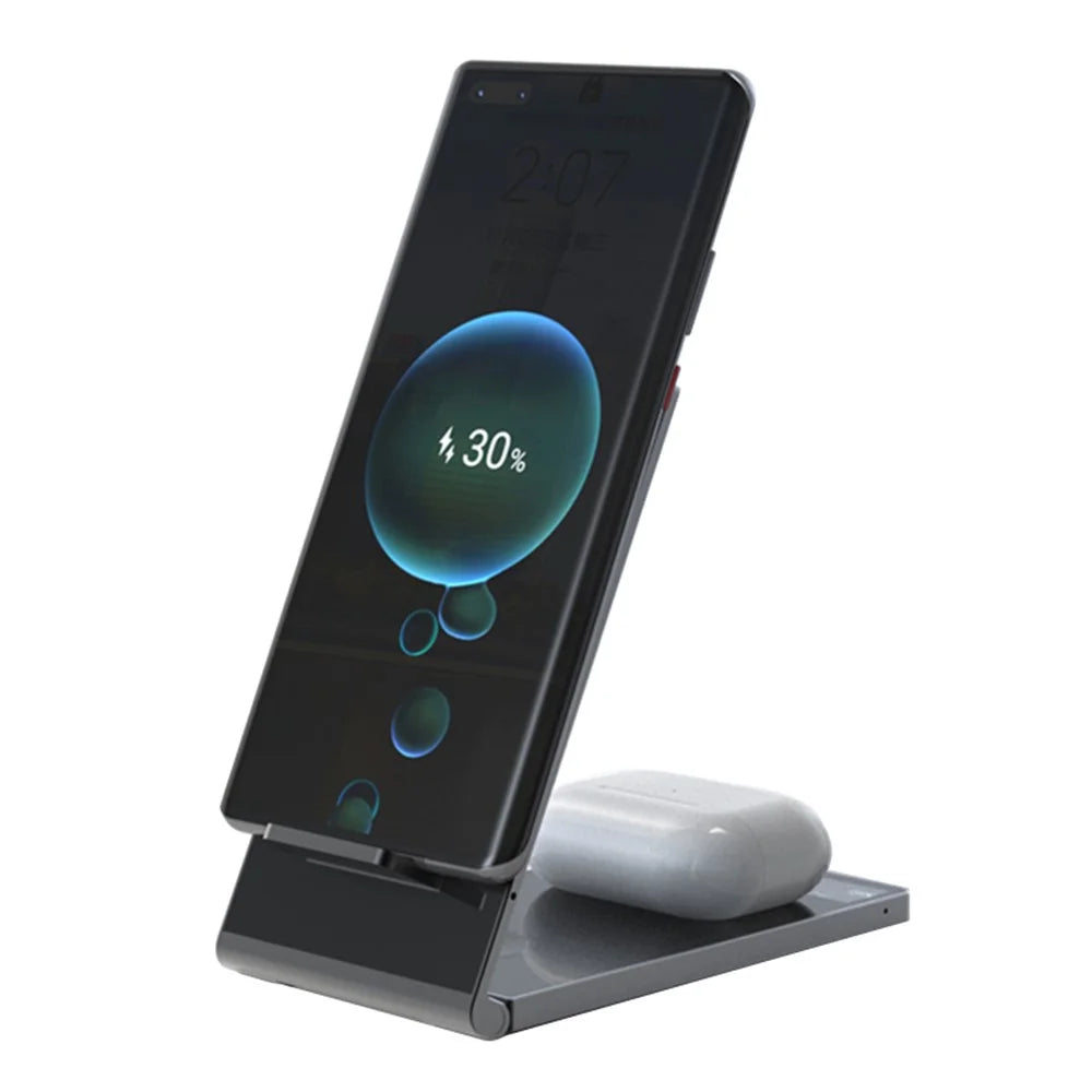 T05 Foldable 15W Magnetic Wireless Charger Transparent Charging Station for iPhone 13 / 12 / Apple Watch / AirPods Pro - 1