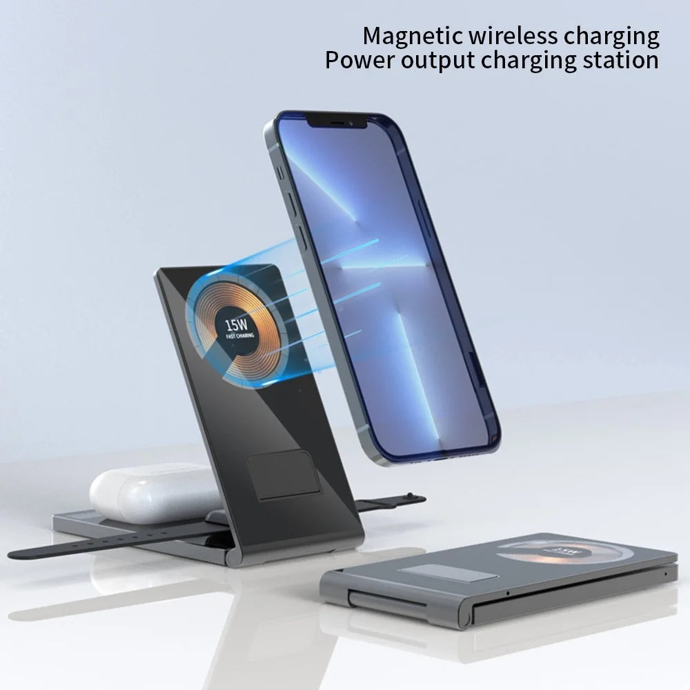 T05 Foldable 15W Magnetic Wireless Charger Transparent Charging Station for iPhone 13 / 12 / Apple Watch / AirPods Pro - 3