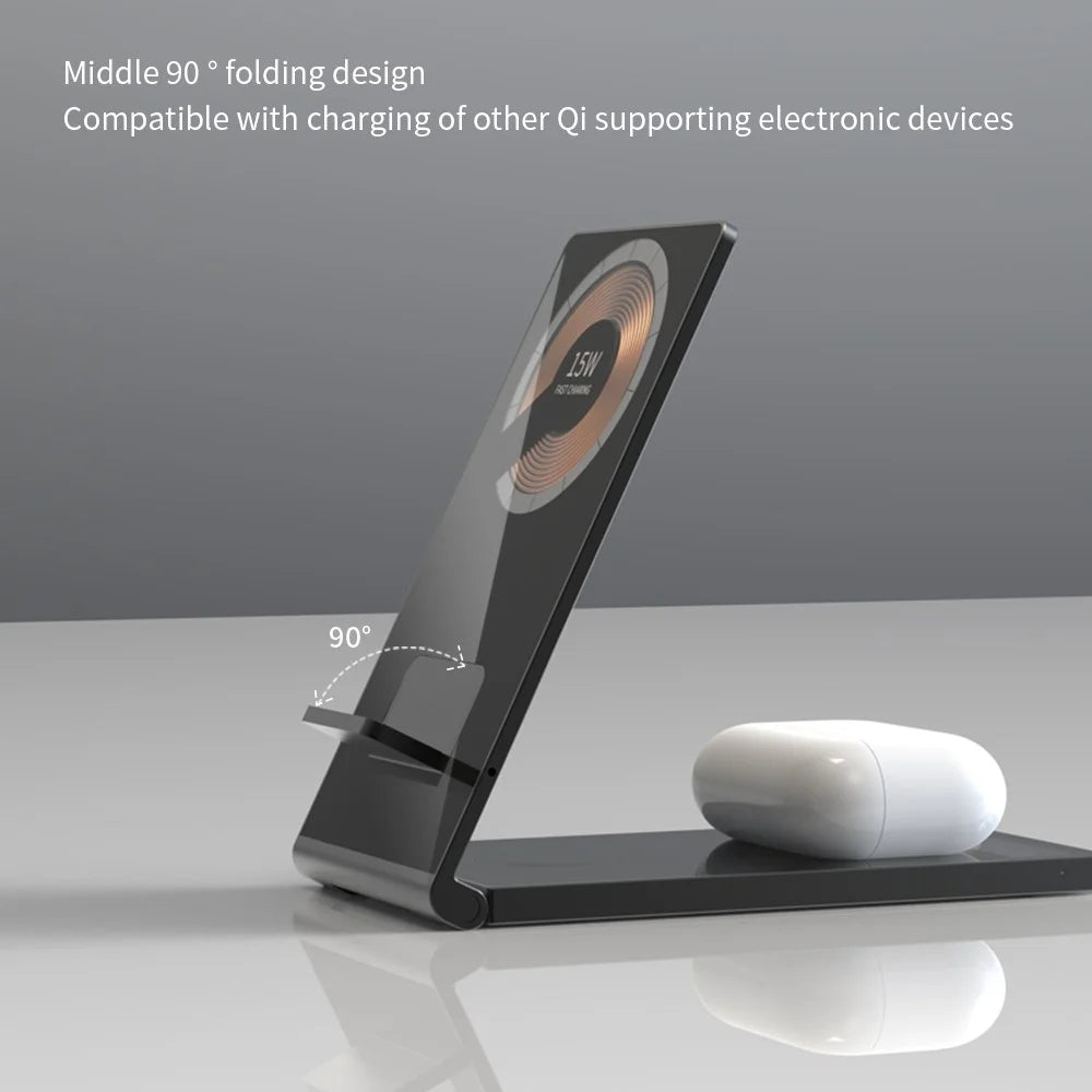 T05 Foldable 15W Magnetic Wireless Charger Transparent Charging Station for iPhone 13 / 12 / Apple Watch / AirPods Pro - 4