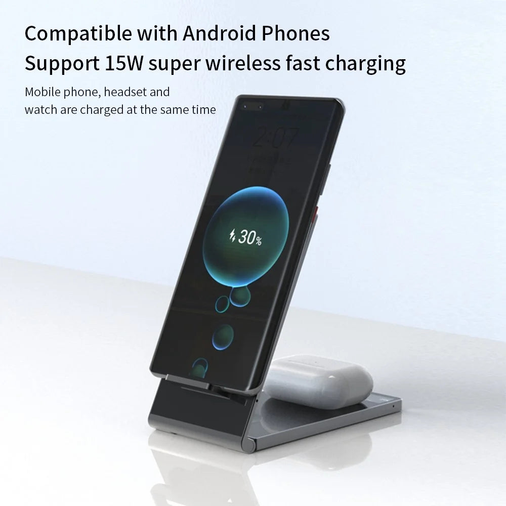 T05 Foldable 15W Magnetic Wireless Charger Transparent Charging Station for iPhone 13 / 12 / Apple Watch / AirPods Pro - 5