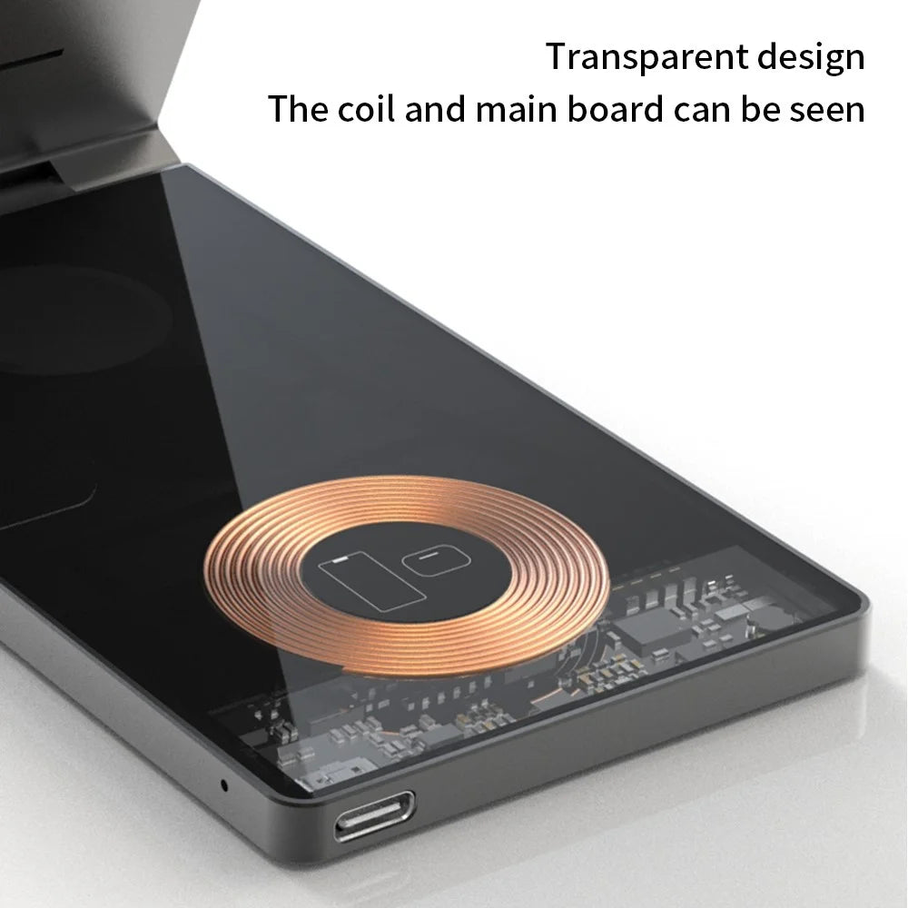 T05 Foldable 15W Magnetic Wireless Charger Transparent Charging Station for iPhone 13 / 12 / Apple Watch / AirPods Pro - 6