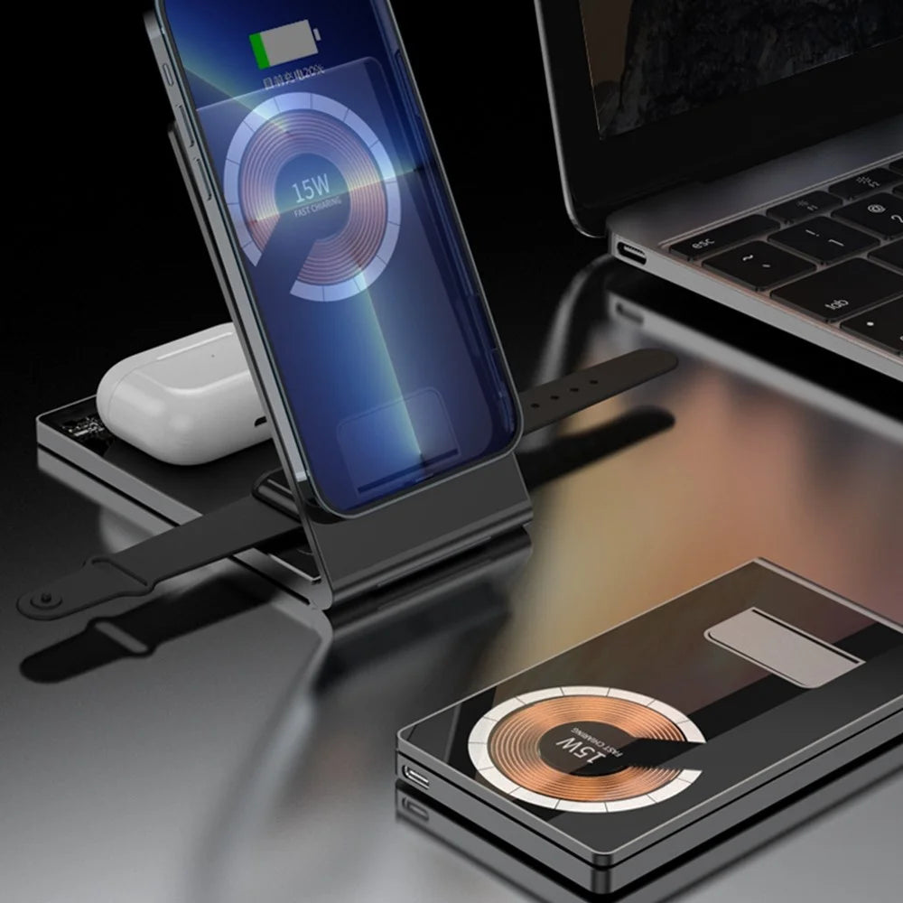T05 Foldable 15W Magnetic Wireless Charger Transparent Charging Station for iPhone 13 / 12 / Apple Watch / AirPods Pro - 7