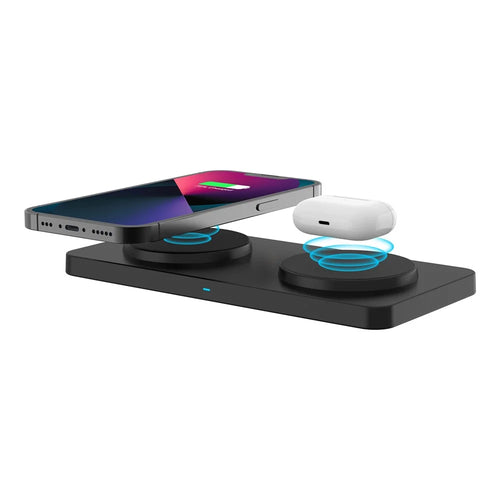 M15 30W 2 in 1 Magnetic Desktop Wireless Charger Dual 15W Phone Earphone Charging Dock - Black - 1