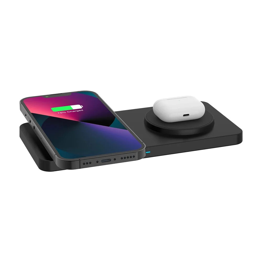 M15 30W 2 in 1 Magnetic Desktop Wireless Charger Dual 15W Phone Earphone Charging Dock - Black - 4