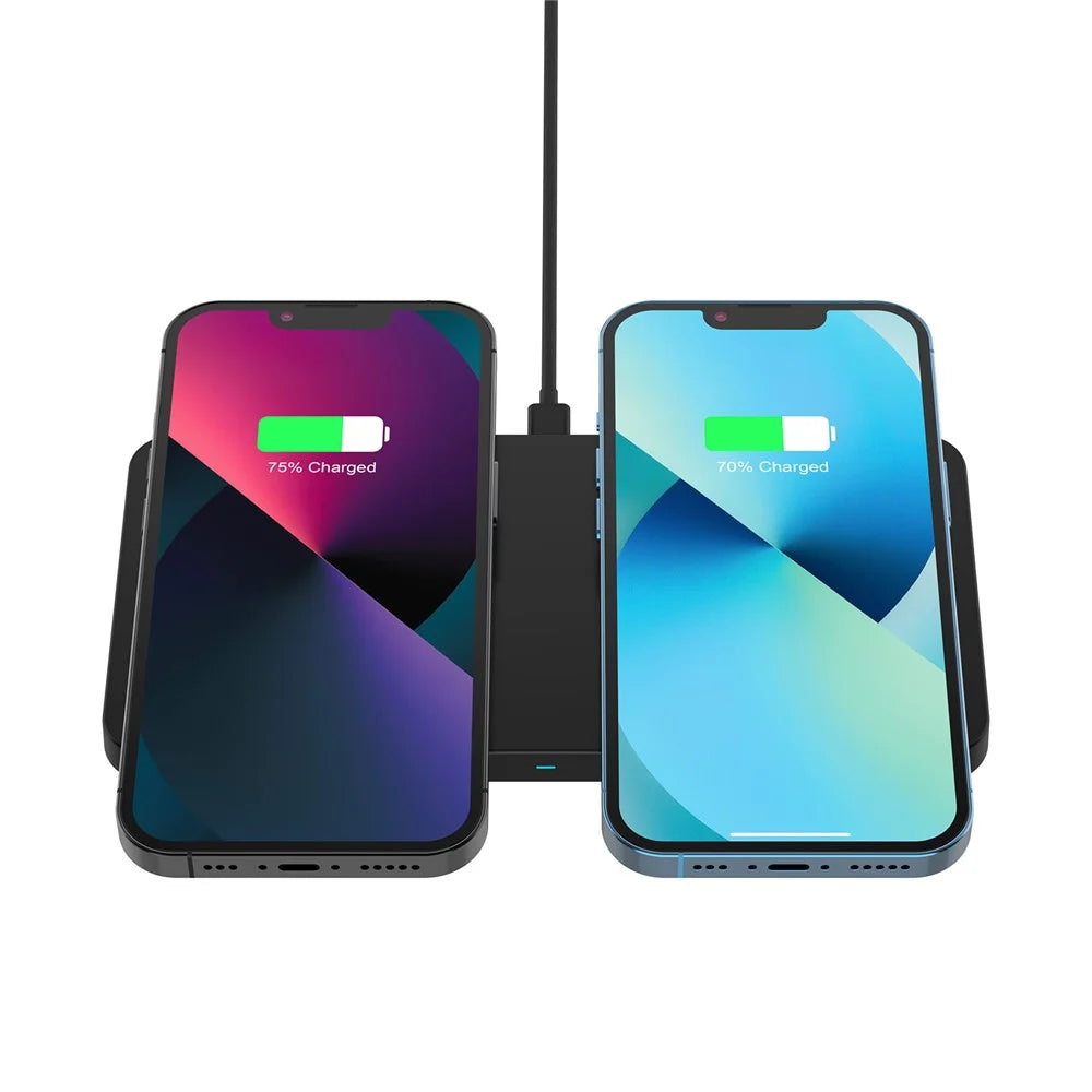 M15 30W 2 in 1 Magnetic Desktop Wireless Charger Dual 15W Phone Earphone Charging Dock - Black - 5
