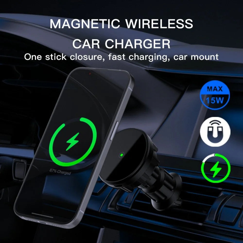 15W Magnetic Car Wireless Charger Mount For Phone Fast Charging Car Holder (CE Certified) - 2