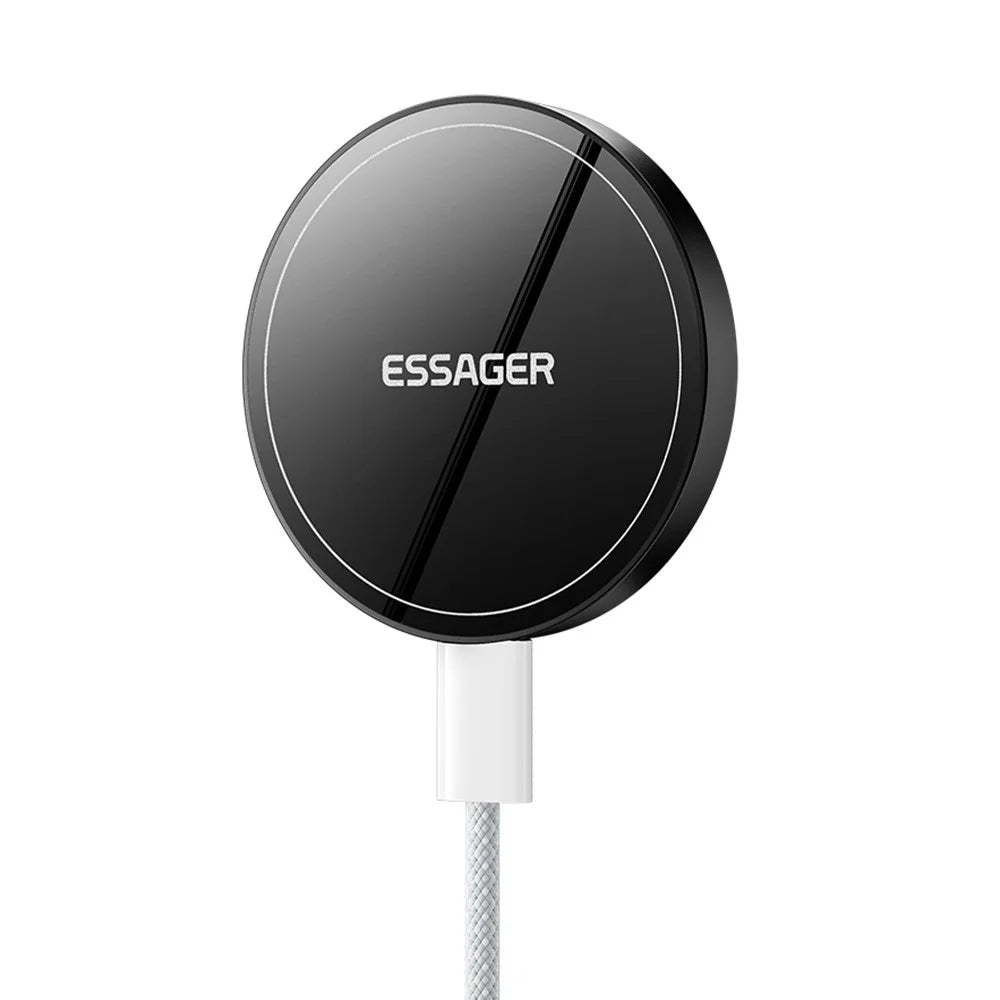 ESSAGER 2-in-1 Magnetic Wireless Charger 15W Fast Charging Slim Design with Magnetic Disc - 1