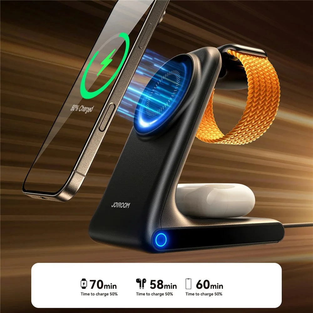 JOYROOM JR-W15 3 in 1 Magnetic Desktop Wireless Charger for iPhone / Apple Watch / Airpods 15W Charging Stand - 5