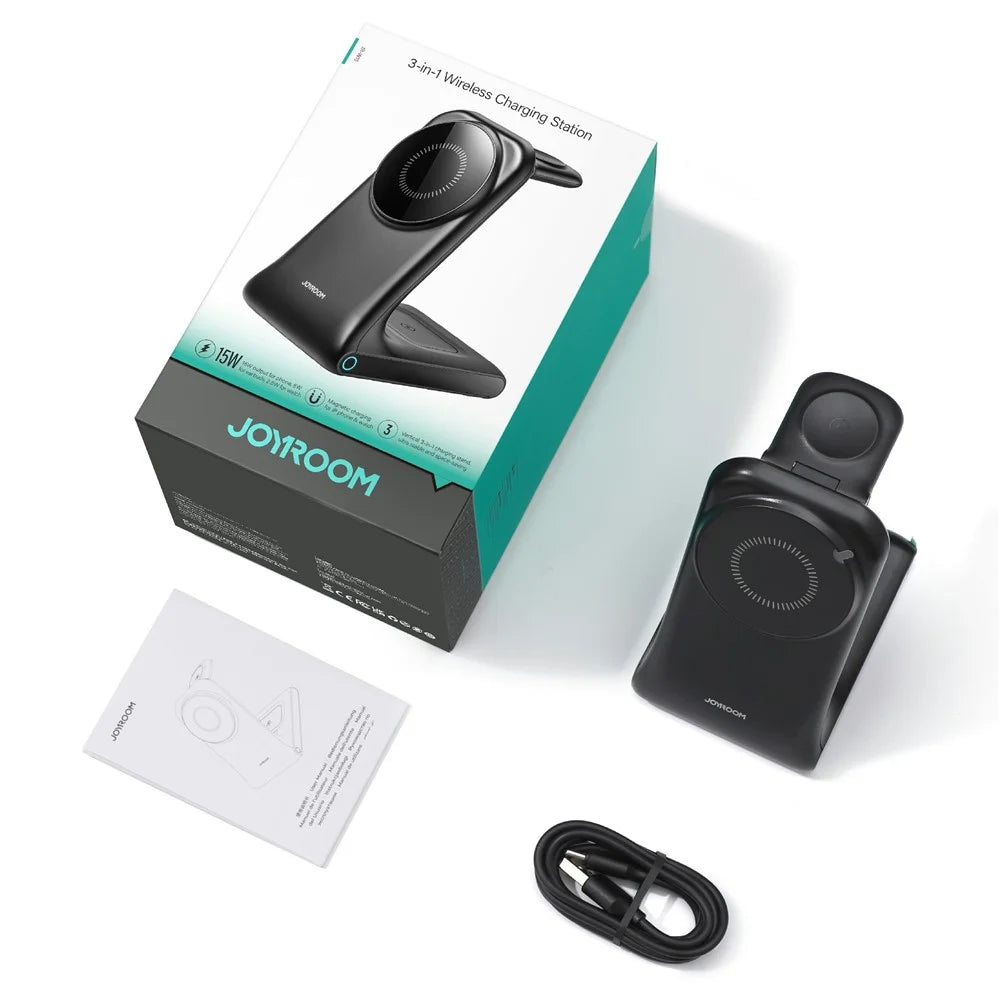 JOYROOM JR-W15 3 in 1 Magnetic Desktop Wireless Charger for iPhone / Apple Watch / Airpods 15W Charging Stand - 6