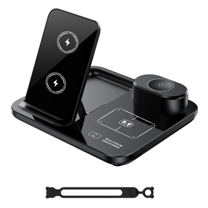 3 in 1 Folding Desktop Phone Wireless Charger for Smartwatch / Earbuds Charging Station with Silicone Cable Tie - 2