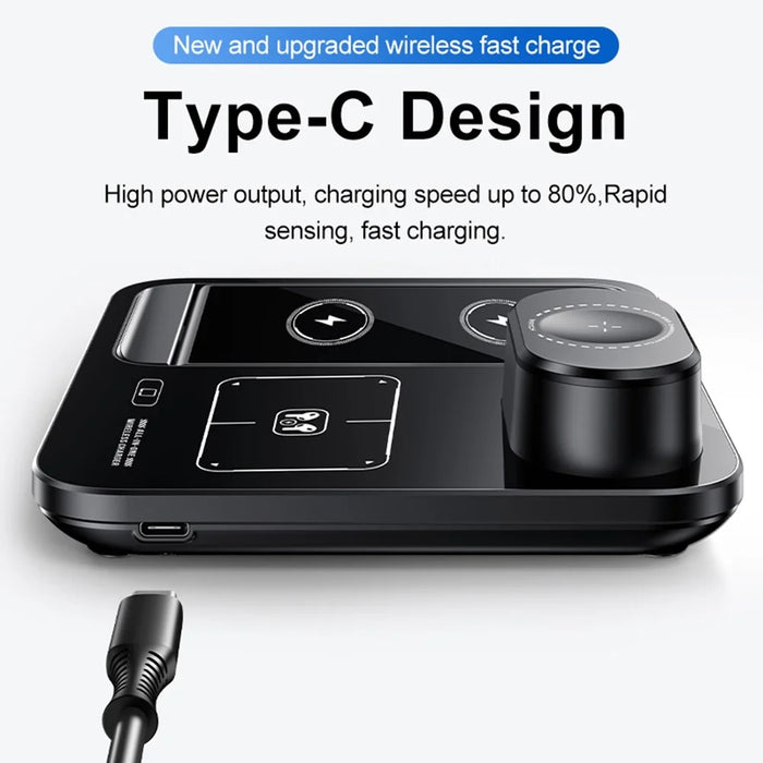 3 in 1 Folding Desktop Phone Wireless Charger for Smartwatch / Earbuds Charging Station with Silicone Cable Tie - 5