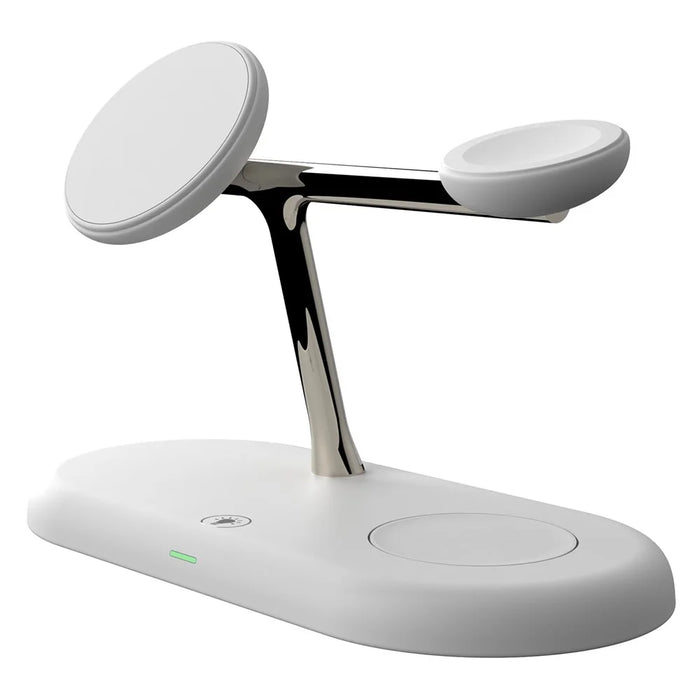 T256 15W Magnetic Wireless Charging Station Phone Watch Earphone Charging Dock with Night Light - White - 2
