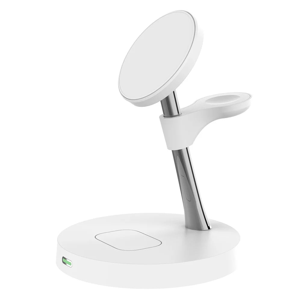 T269D 15W Magnetic Wireless Charger Phone Watch Earphone Fast Charging Station with Night Light - White - 2