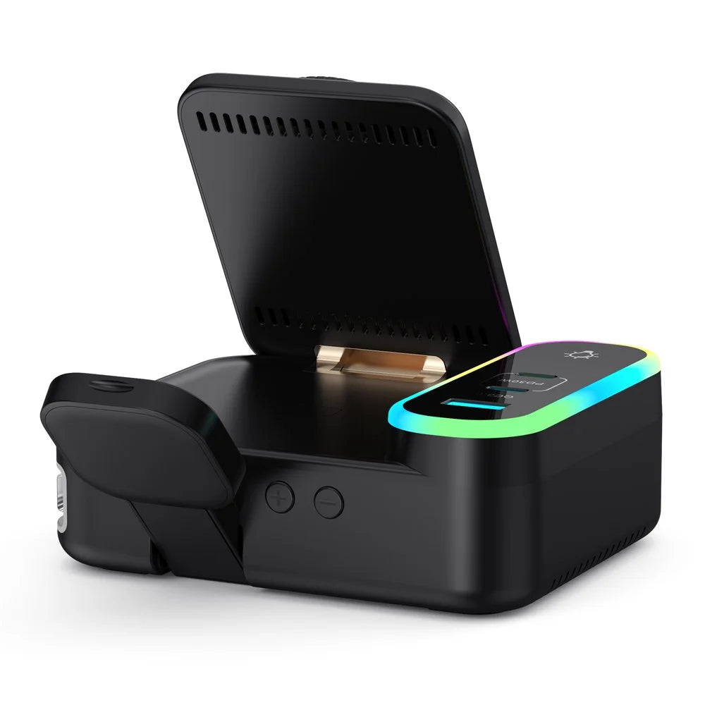 CYJ-12 15W Multi-Port Wireless Charger Foldable Magnetic Charging Station with Retractable Cable Digital Clock Display - Black - 3