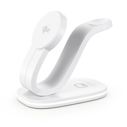 B-28 Multifunction 15W Wireless Charger with Night Light for Phone Watch Earbuds, Qi2 Version - White - 1