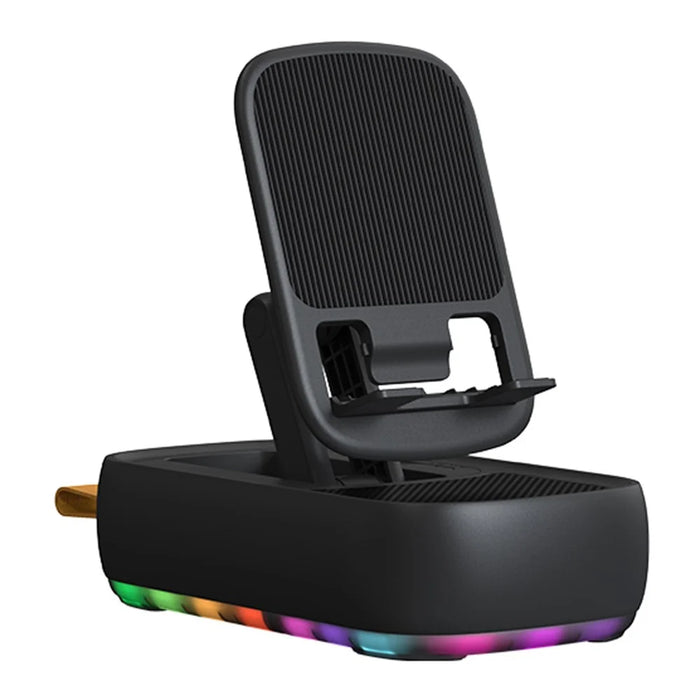 F15 Multifunctional Foldable Rotating Desktop Phone Stand Bluetooth-Compatible Speaker Power Bank - Black - 2