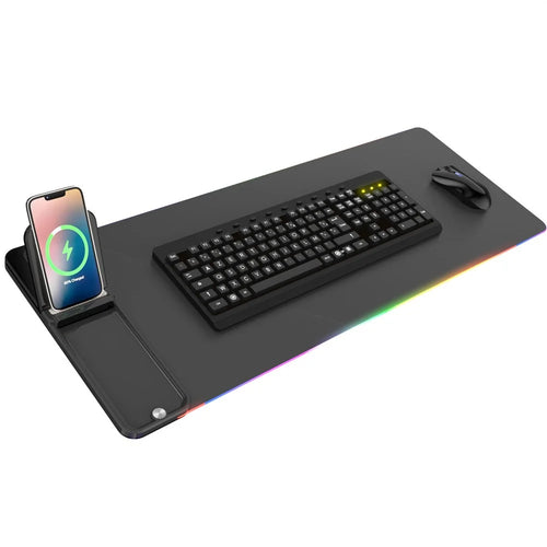 H18 Smartphone 15W Wireless Charging Keyboard Mouse Pad Foldable Multifunctional LED Illuminated Mousepad - 1
