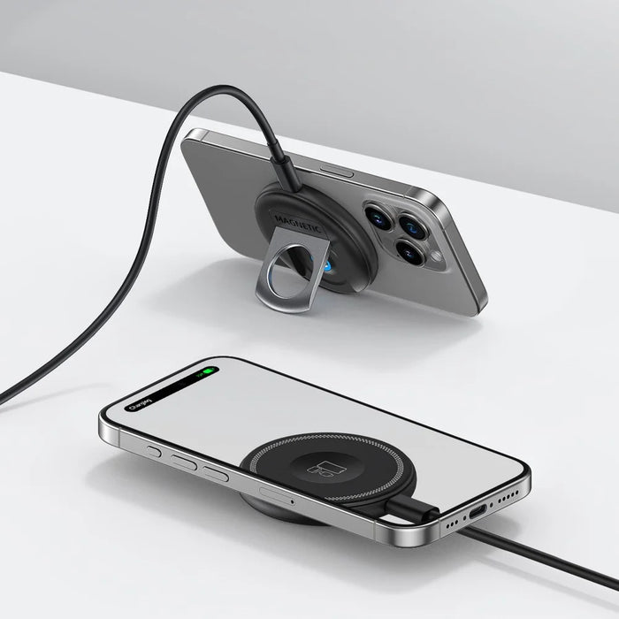 HT-558 3 in 1 15W Magnetic Wireless Charger for iPhone  /  AirPods  /  Apple Watch Charging Dock with Foldable Stand - Black - 2