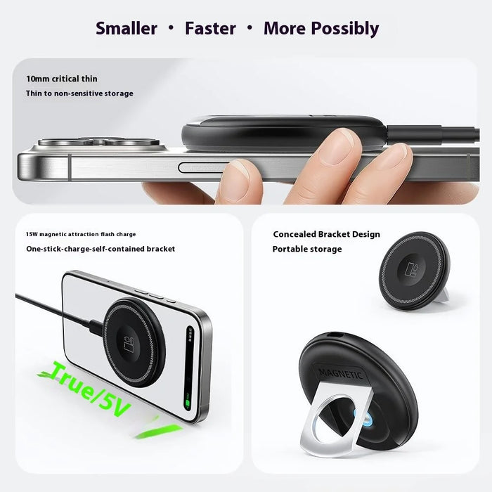 HT-558 3 in 1 15W Magnetic Wireless Charger for iPhone  /  AirPods  /  Apple Watch Charging Dock with Foldable Stand - Black - 7