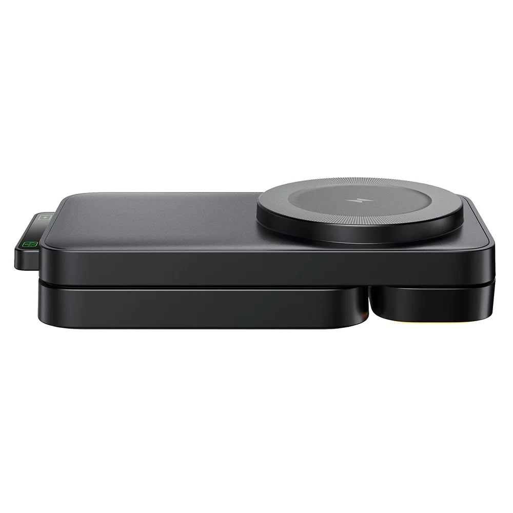 HT-545 Foldable Magnetic Wireless Charger with Night Light 3 in 1 15W Fast Charging Station for Phone / Earbuds / Watch - Black - 5