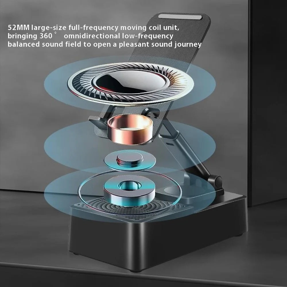 F16 Foldable Phone Stand Bluetooth-Compatible Speaker Portable Audio Dock with Emergency Power Bank - 4
