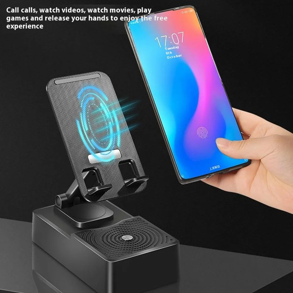 F16 Foldable Phone Stand Bluetooth-Compatible Speaker Portable Audio Dock with Emergency Power Bank - 6