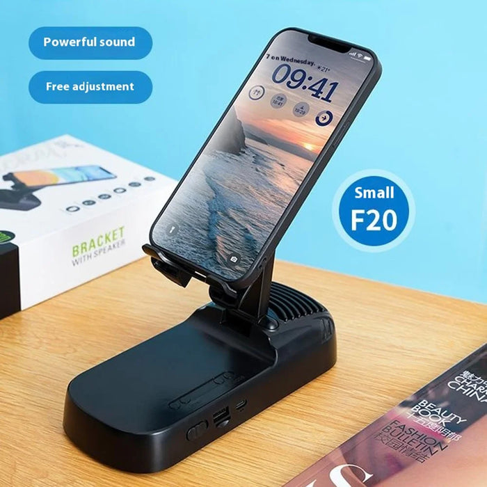 F20 Portable Phone Stand Bluetooth-Compatible Speaker Built-In 2400mAh Rechargeable Battery - Black - 2