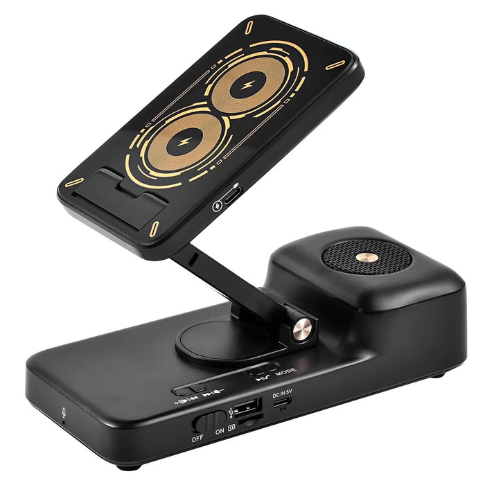 F21 Bluetooth-Compatible Speaker Phone Stand 1500mAh Wireless Charging Adjustable Holder - 1