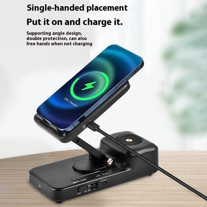 F21 Bluetooth-Compatible Speaker Phone Stand 1500mAh Wireless Charging Adjustable Holder - 5