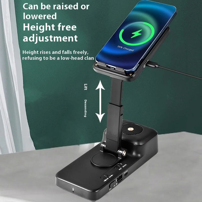 F21 Bluetooth-Compatible Speaker Phone Stand 1500mAh Wireless Charging Adjustable Holder - 6