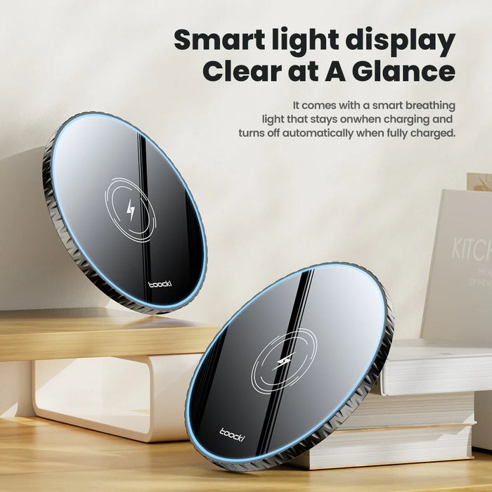 TOOCKI TQ-WL01 Wireless Charger 15W Ultra Thin Portable Desktop Fast Charging Pad - 3