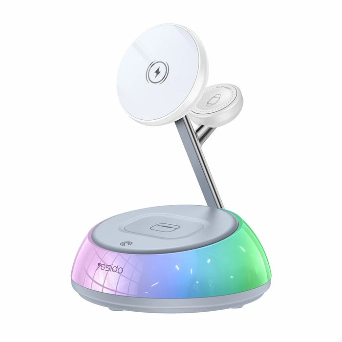 YESIDO DS31 3 in 1 Wireless Charging Station Phone Watch Earphone Magnetic Wireless Charger with Night Light - 1