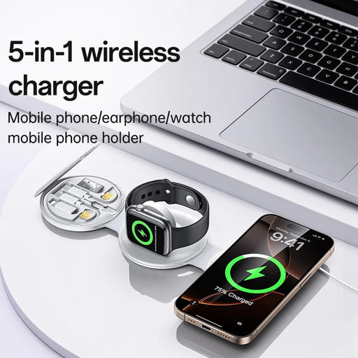 YESIDO DS29 5 in 1 Portable Storage Box Foldable Wireless Charger Phone Stand for Phone / Earbuds / Watch - 2