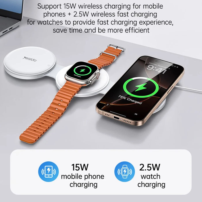 YESIDO DS29 5 in 1 Portable Storage Box Foldable Wireless Charger Phone Stand for Phone / Earbuds / Watch - 5