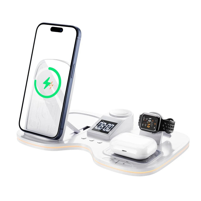 T60 Wireless Charging Station for Phone Watch Earbuds Magnetic Desktop Charger with Time Display - 1